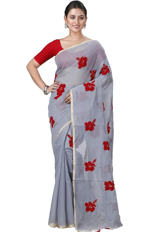 Cotton_Bengali_Handloom_Saree_for_Women_|_Premium_Woven_Printed_Saree_|_Ash