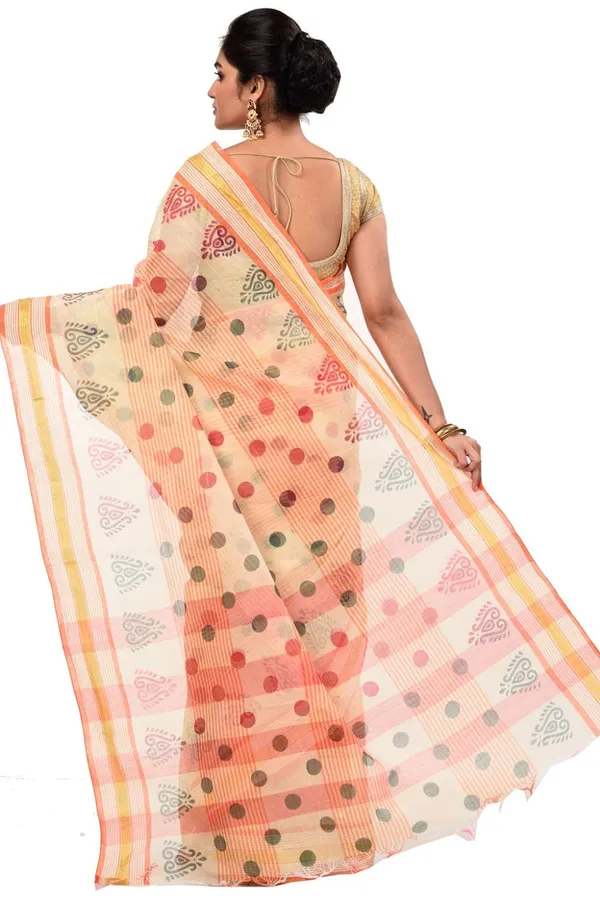Pure_Cotton_Bengali_Tant_Saree_for_Women_|_Premium_Woven_Design_Saree__|_Orange