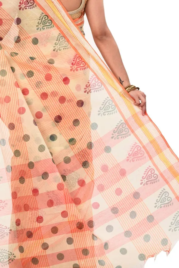 Pure_Cotton_Bengali_Tant_Saree_for_Women_|_Premium_Woven_Design_Saree__|_Orange