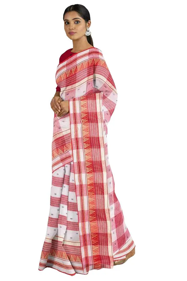 Pure_Cotton_Bengali_Tant_Saree_for_Women_|_Premium_Woven_Design_Saree__|_Red
