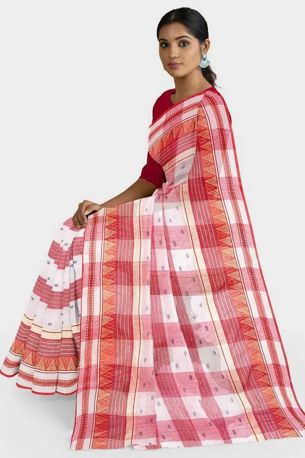 Pure_Cotton_Bengali_Tant_Saree_for_Women_|_Premium_Woven_Design_Saree__|_Red
