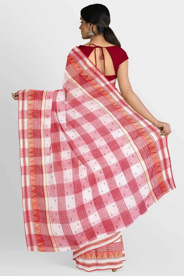 Pure_Cotton_Bengali_Tant_Saree_for_Women_|_Premium_Woven_Design_Saree__|_Red