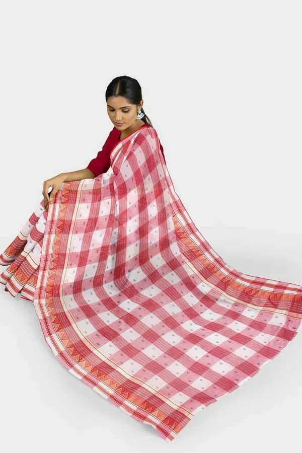 Pure_Cotton_Bengali_Tant_Saree_for_Women_|_Premium_Woven_Design_Saree__|_Red