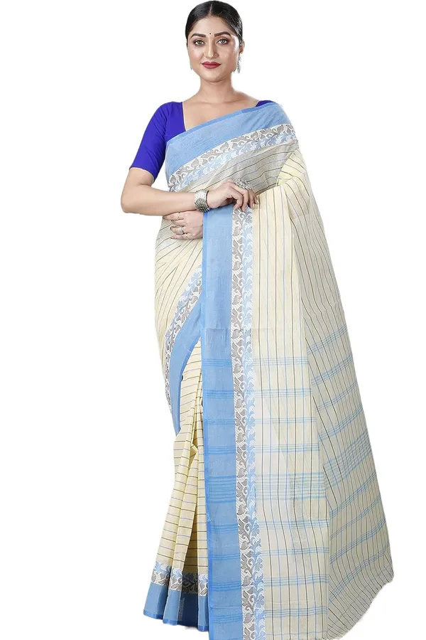 Pure_Cotton_Bengali_Tant_Saree_for_Women_|_Premium_Woven_Design_Saree__|_Sky_Blue