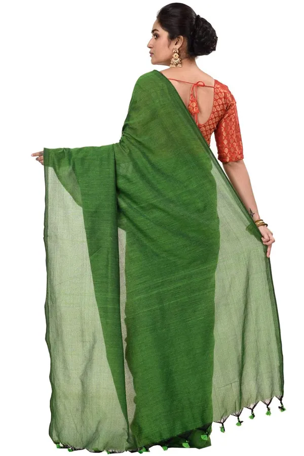 Cotton_Bengali_Handloom_Saree_for_Women_|_Premium_Woven_Printed_Saree_|_Green