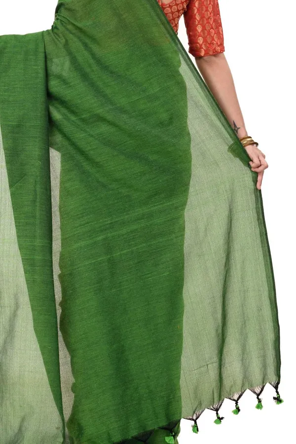 Cotton_Bengali_Handloom_Saree_for_Women_|_Premium_Woven_Printed_Saree_|_Green