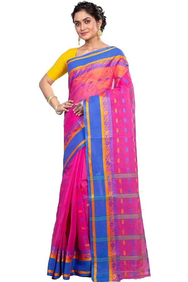 Pure_Cotton_Bengali_Tant_Saree_for_Women_|_Premium_Woven_Design_Saree__|_Pink
