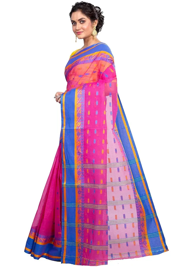 Pure_Cotton_Bengali_Tant_Saree_for_Women_|_Premium_Woven_Design_Saree__|_Pink