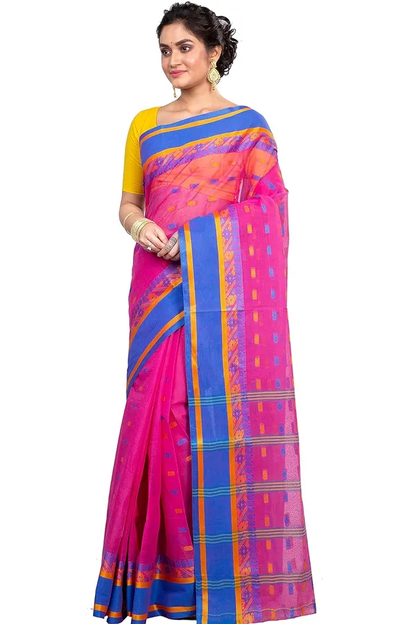 Pure_Cotton_Bengali_Tant_Saree_for_Women_|_Premium_Woven_Design_Saree__|_Pink