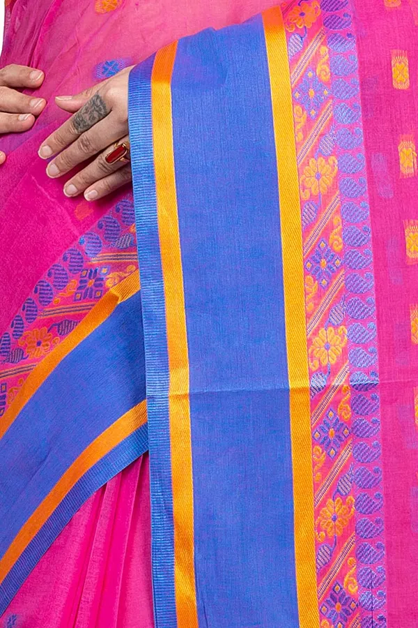 Pure_Cotton_Bengali_Tant_Saree_for_Women_|_Premium_Woven_Design_Saree__|_Pink