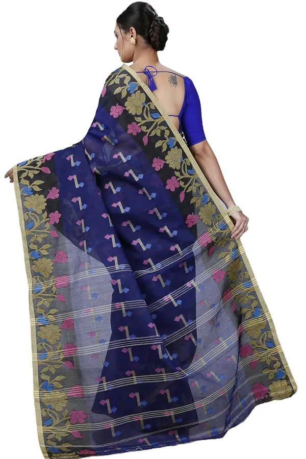Pure_Cotton_Bengali_Tant_Saree_for_Women_|_Premium_Woven_Design_Saree__|_Blue