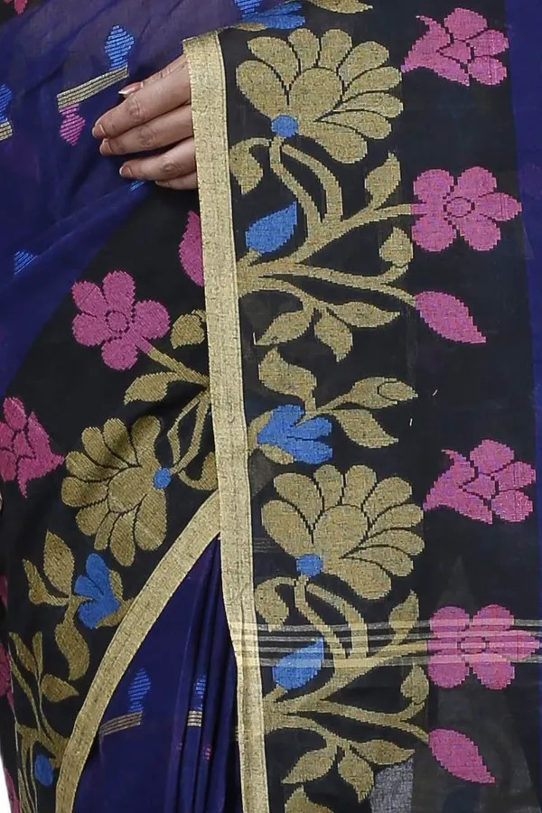 Pure_Cotton_Bengali_Tant_Saree_for_Women_|_Premium_Woven_Design_Saree__|_Blue