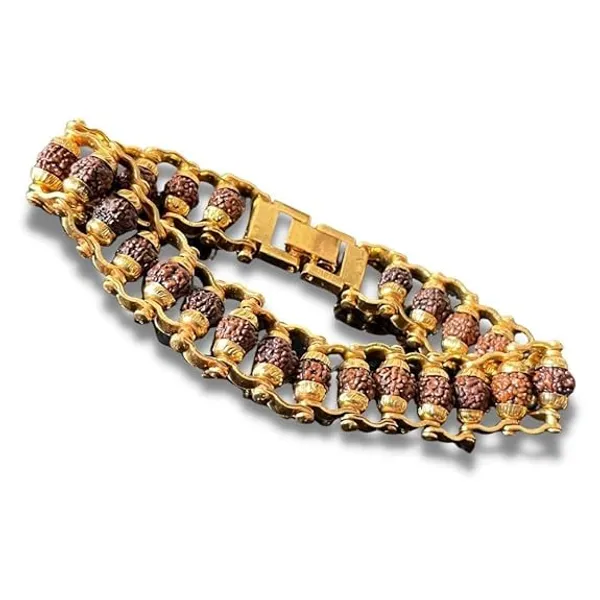 Radhika Rudraksha Panchmukhi 5 Mukhi Rudraksha Chain Brass Gold Plated Bracelet Price in India Buy Radhika Rudraksha Panchmukhi 5 Mukhi