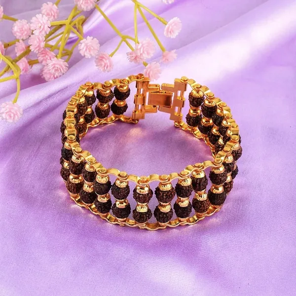 Radhika Rudraksha 7 mukhi Gold Plated Modern Rudraksha Bracelet 48 Beads For Men Women Price in India Buy Radhika Rudraksha 7 mukhi Gold Plated