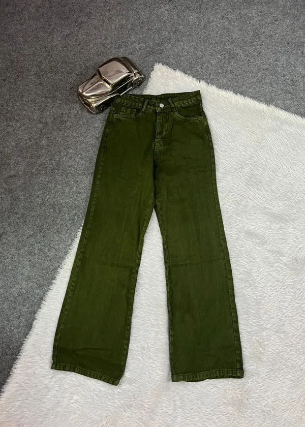 Bottle_Green_High_Waist_Wide_Leg_Bell_Bottom_Jeans