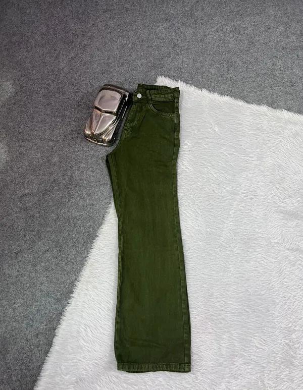 Bottle_Green_High_Waist_Wide_Leg_Bell_Bottom_Jeans