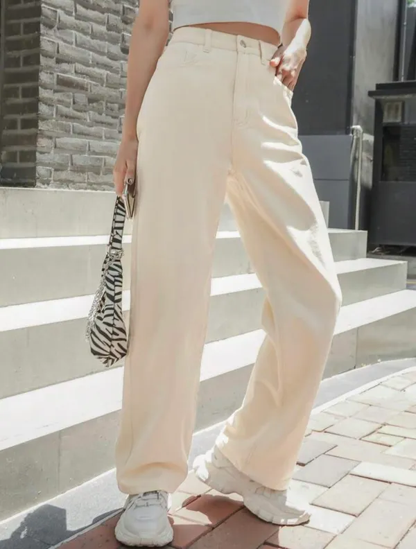Cream_High_Waist_Wide_Leg_Bell_Bottom_Jeans
