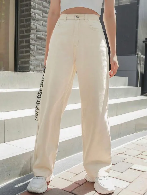 Cream_High_Waist_Wide_Leg_Bell_Bottom_Jeans