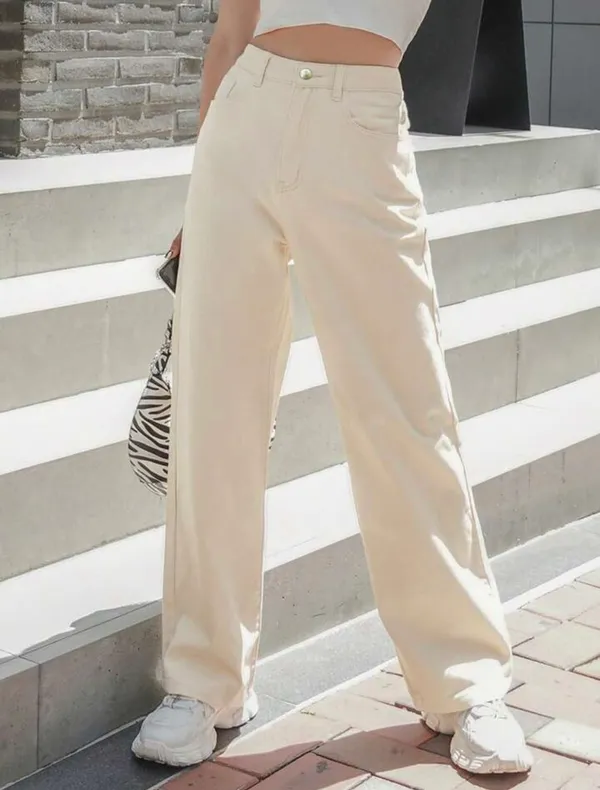 Cream_High_Waist_Wide_Leg_Bell_Bottom_Jeans
