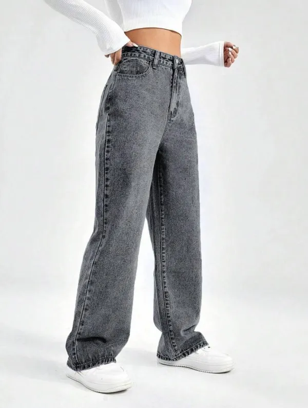 Charcoal_Grey_High_Waist_Wide_Leg_Bell_Bottom_Jeans