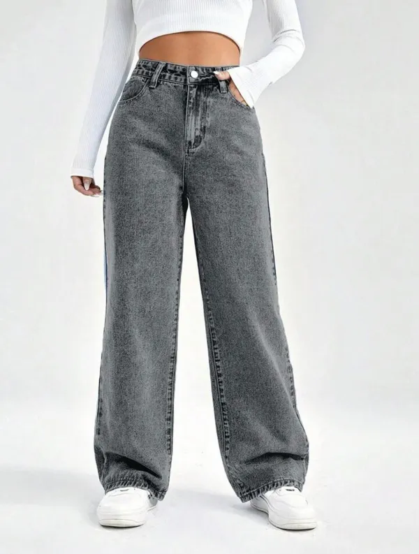 Charcoal_Grey_High_Waist_Wide_Leg_Bell_Bottom_Jeans