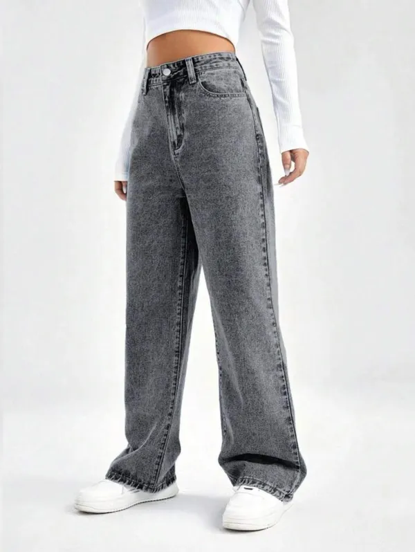 Charcoal_Grey_High_Waist_Wide_Leg_Bell_Bottom_Jeans