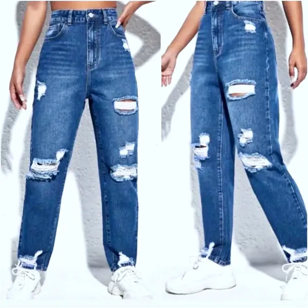 Navy_Blue_Trendy_Women's_High_Waist_Mom_Fit_Ripped_Jeans