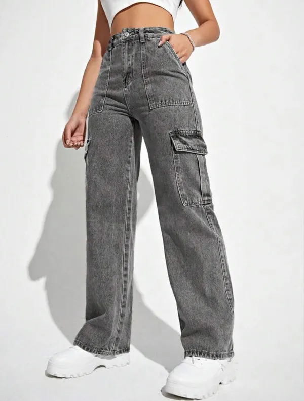 Charcoal_Grey_High_Waist_Wide_Leg_Side_Flap_Pocket_Cargo_Jeans