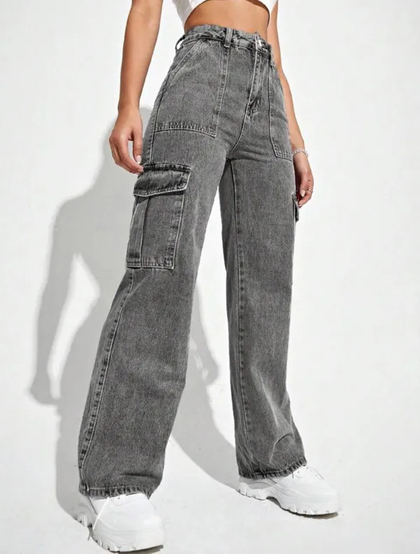 Charcoal_Grey_High_Waist_Wide_Leg_Side_Flap_Pocket_Cargo_Jeans