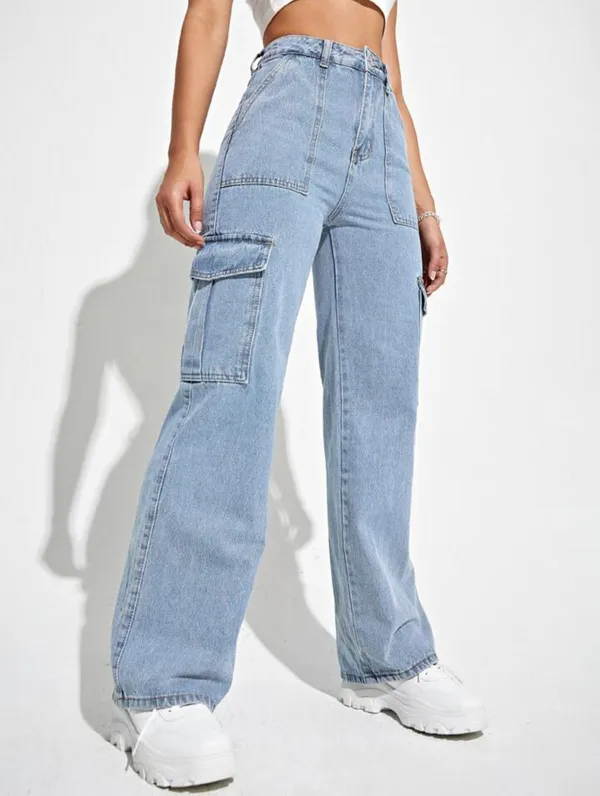 Light_Blue_High_Waist_Wide_Leg_Side_Flap_Pocket_Cargo_Jeans