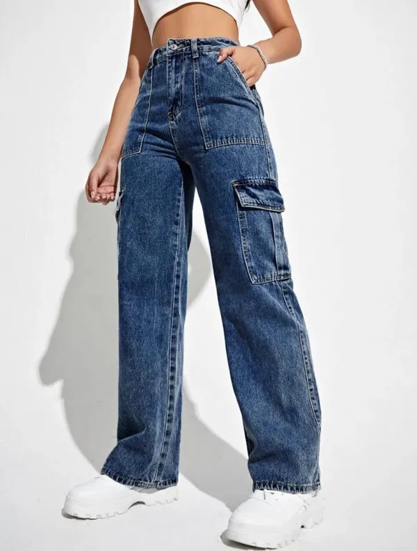 Stone_Blue_High_Waist_Wide_Leg_Side_Flap_Pocket_Cargo_Jeans