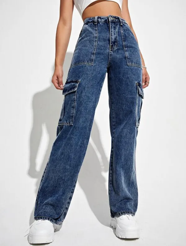 Stone_Blue_High_Waist_Wide_Leg_Side_Flap_Pocket_Cargo_Jeans