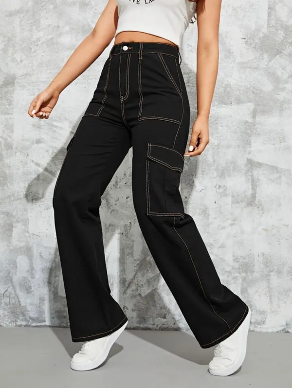 Thread_Black_High_Waist_Wide_Leg_Side_Flap_Pocket_Cargo_Jeans