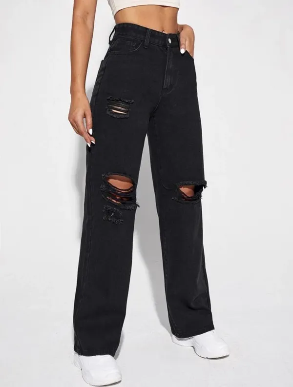 Black_Wide_Leg_High_Waist_Knee_Cut_Bell_Bottom_Jeans