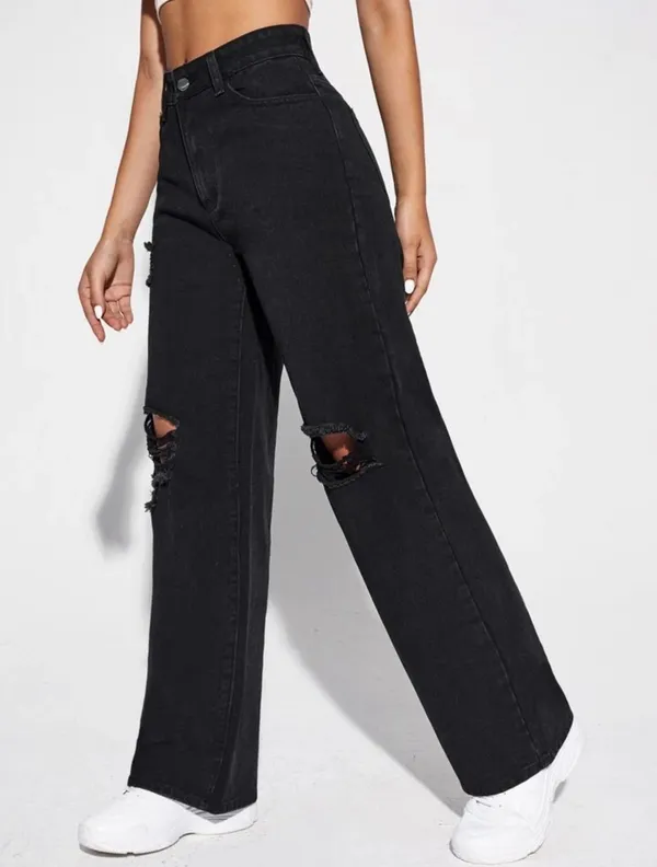 Black_Wide_Leg_High_Waist_Knee_Cut_Bell_Bottom_Jeans