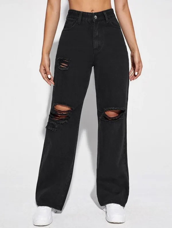 Black_Wide_Leg_High_Waist_Knee_Cut_Bell_Bottom_Jeans