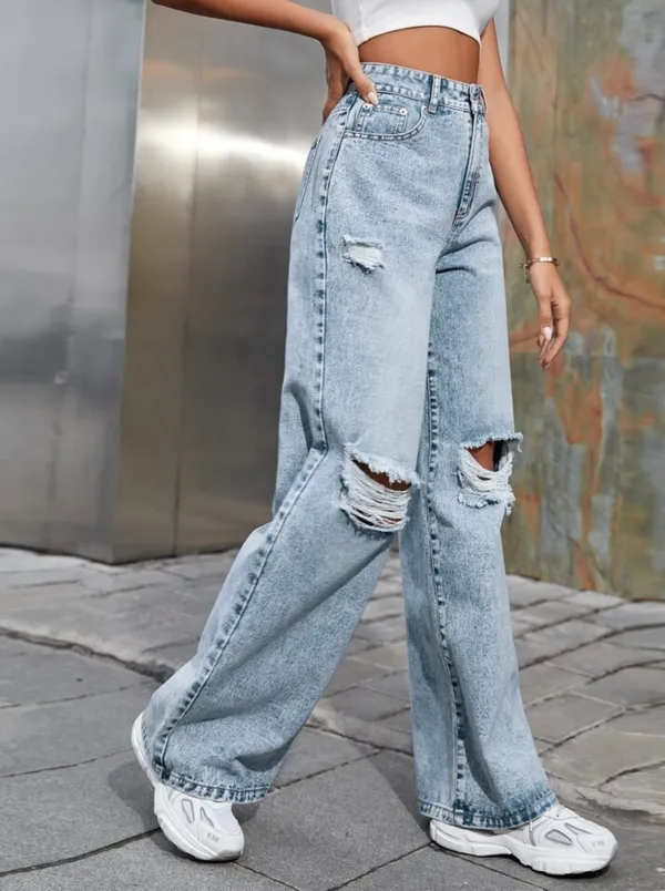 Ice_Blue_Wide_Leg_High_Waist_Knee_Cut_Bell_Bottom_Jeans
