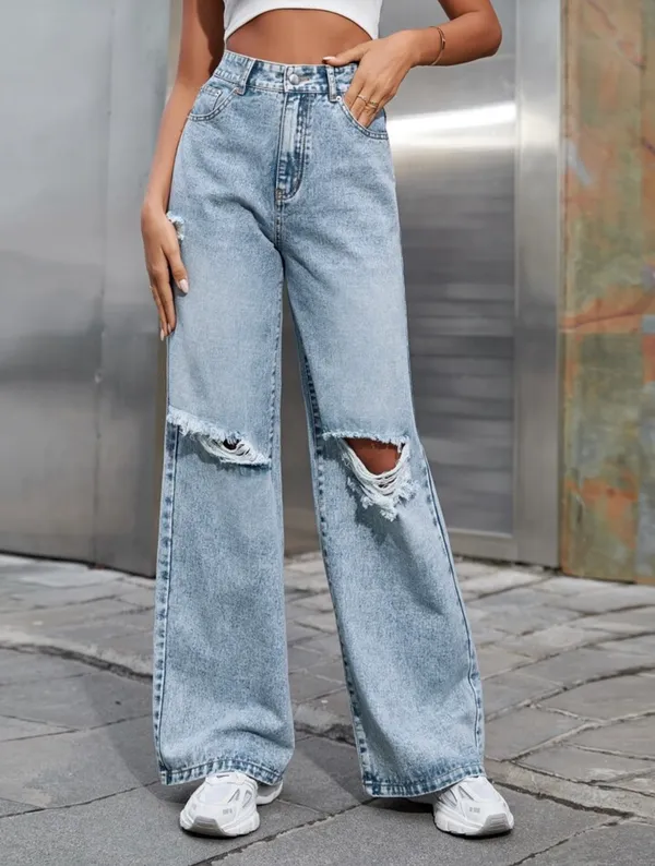 Ice_Blue_Wide_Leg_High_Waist_Knee_Cut_Bell_Bottom_Jeans