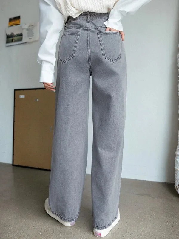 GreyComfy_Women's_High_Waist_Flared_Jeans