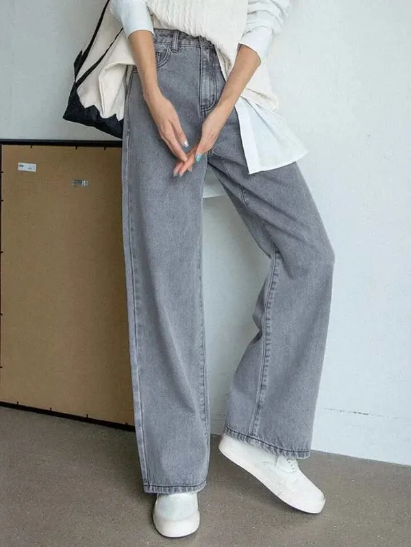 GreyComfy_Women's_High_Waist_Flared_Jeans