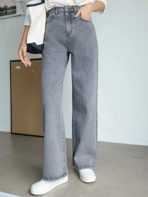 GreyComfy_Women's_High_Waist_Flared_Jeans