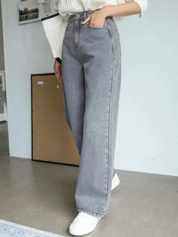 GreyComfy_Women's_High_Waist_Flared_Jeans