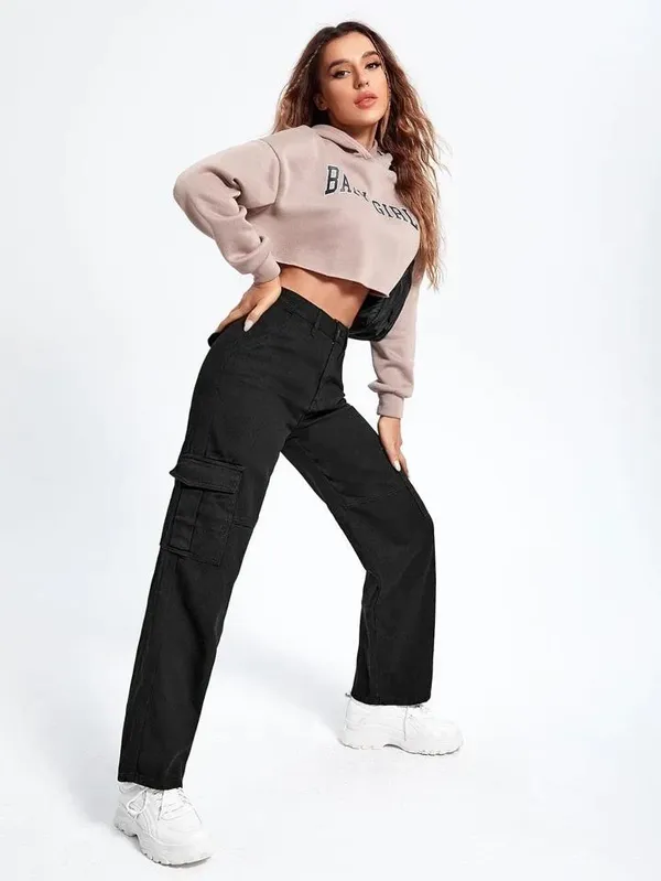 6_POCKET_HIGH-RISE_CARGO_JEANS_-_BLACK