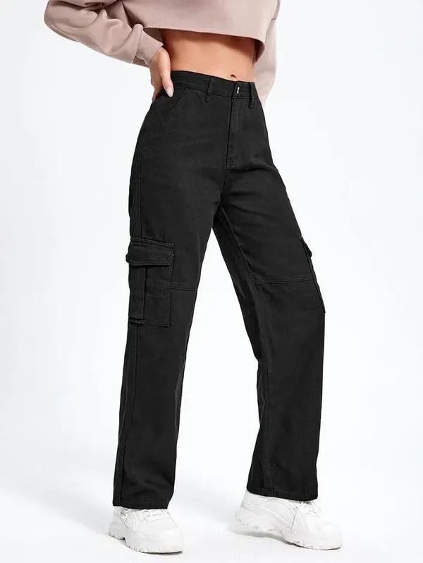 6_POCKET_HIGH-RISE_CARGO_JEANS_-_BLACK