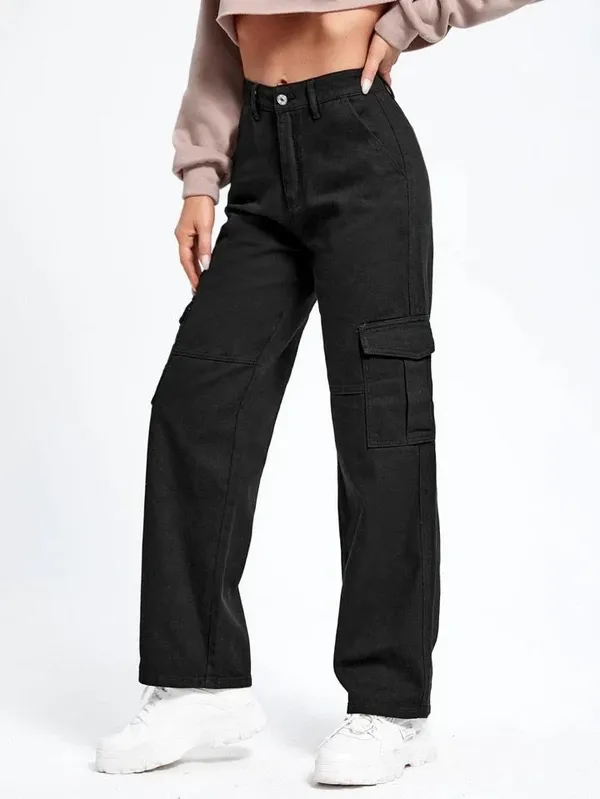 6_POCKET_HIGH-RISE_CARGO_JEANS_-_BLACK