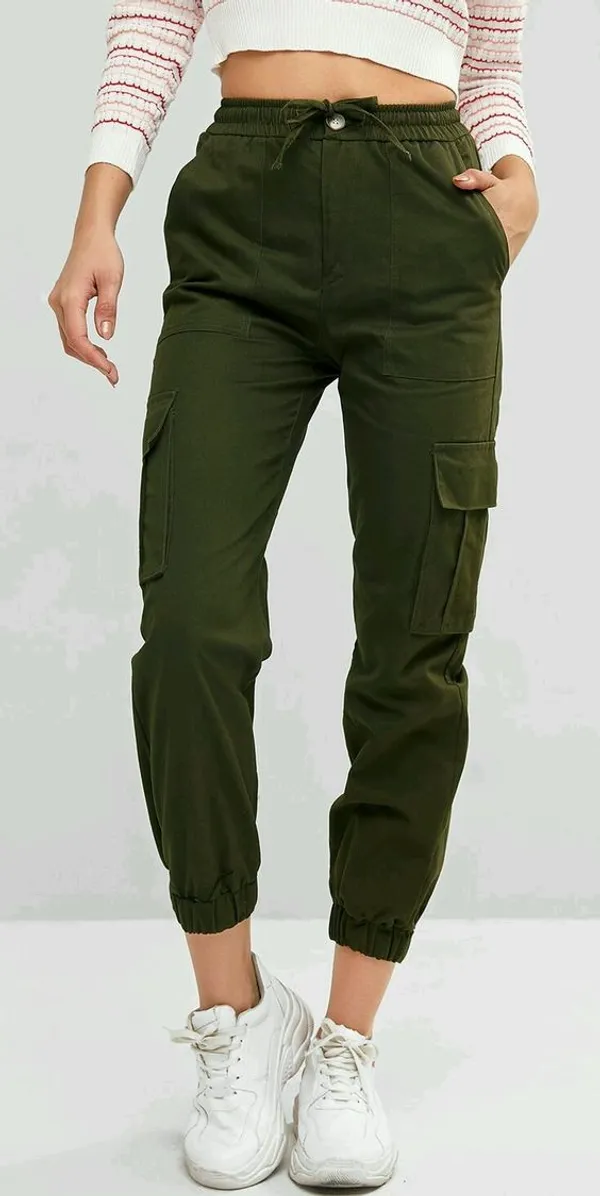 Greenstylish_Women's_4_Pocket_High_Waist_Denim_Cargo