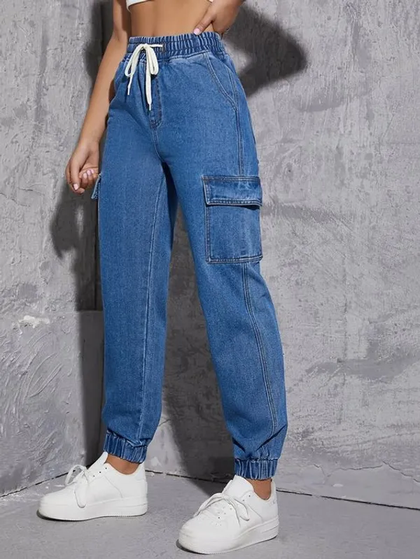 Bluestylish_Women's_4_Pocket_High_Waist_Denim_Cargo