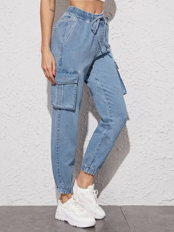 Bluestylish_Women's_4_Pocket_High_Waist_Denim_Cargo