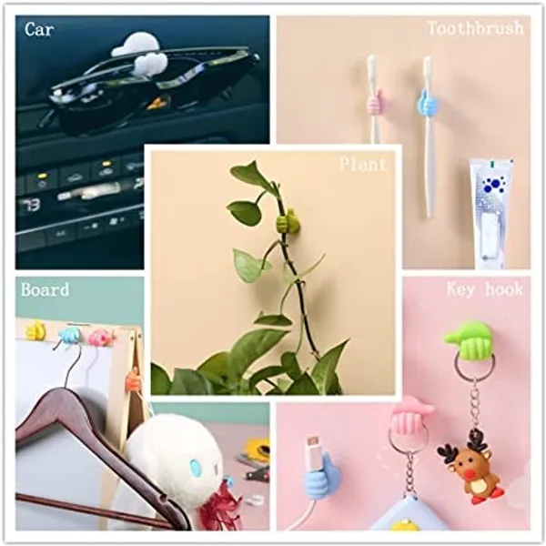 CLGD_20_Pieces_Thumb_Wall_Hook,_Silicone_Creative_Thumbs_Up_Shape_Wall_Hook,_Multifunctional_Thumb_Hook_Holder_Cable_Clip_Organizer_Key_Hook_Wall_Hangers_for_Home_Office_Bedroom_multi_color