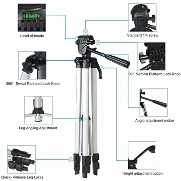CLGD_330A_Aluminum_Portable_Tripod_Stand_3_Way_Head_for_Digital_Camera_Camcorder_with_Mobile_Holder_Tripod_Kit